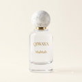QIWAYA Mahtab eau de parfum — clear glass bottle with white marble sphere cap